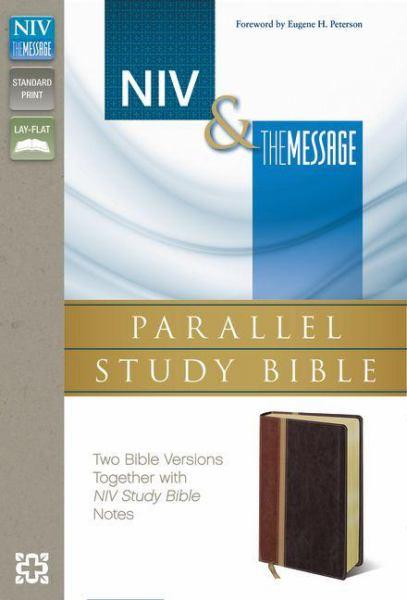 NIV and The Message Parallel Study Bible (Dark Caramel/Black Cherry Italian Duo-Tone, Gilded-Gold Page Edges)