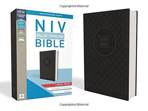 NIV Value Thinline Bible (Large Print, Charcoal/Black, Leathersoft)