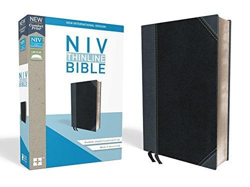 NIV Thinline Bible (Black/Gray Leathersoft)