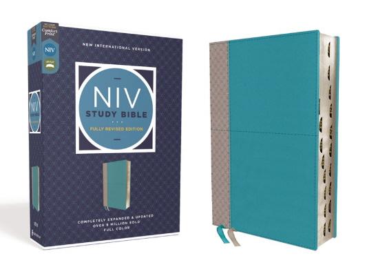 NIV, Comfort Print, Study Bible (Fully Revised, Thumb Indexed, Teal/Gray, Leathersoft)
