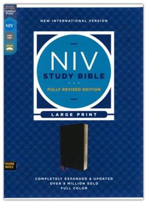 NIV Study Bible Fully Revised Edition Large Print (Thumb Indexed, Black Bonded Leather)
