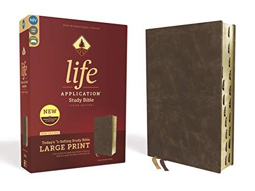 NIV, Large Print, Life Application Study Bible (Thumb Indexed, Third Edition, Brown Bonded Leather)