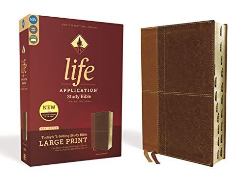 NIV, Large Print, Life Application Study Bible (Thumb Indexed, Third Edition, Brown, Leathersoft)