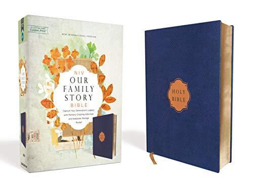 NIV Our Family Story Bible (Navy Leathersoft Over Board)