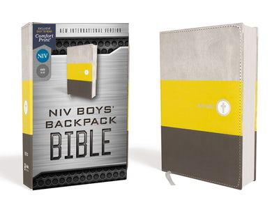 NIV, Boys' Backpack Bible (Yellow/Charcoal Leathersoft)