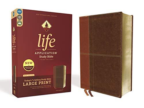 NIV, Life Application Large Print Study Bible - Third Edition (Brown Leathersoft)
