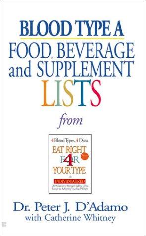 Blood Type A "Food, Beverage and Supplement Lists