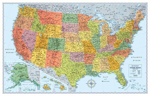 United States: Political Wall Map (Rand McNally, Signature Edition)