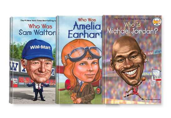 WhoHQ 3 Book Set (Who Is Michael Jordan/Who Was Amelia Earhart/Who Was Sam Walton)