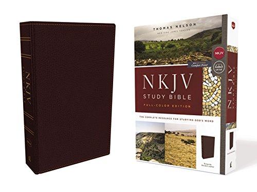 NKJV Full-Color Study Bible (4545BRG,  Burgundy Bonded Leather)