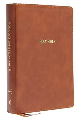 NKJV, Large Print Foundation Study Bible (Thumb Indexed, #6683BRN - Brown Leathersoft)