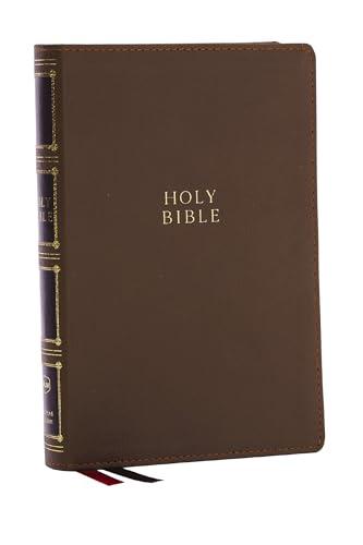 NKJV Compact Center-Column Reference Bible (8983BRNI, Brown Leathersoft, Thumb Index)