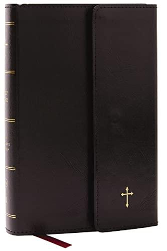 NKJV Compact Paragraph-Style Reference Bible With Flap Closure (Black Leatherflex)