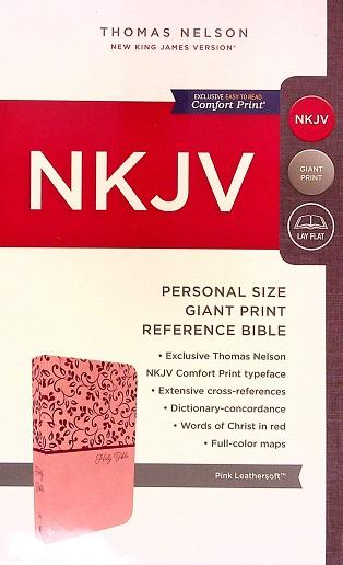 NKJV Personal Size Giant Print Reference Bible (Pink Leathersoft)