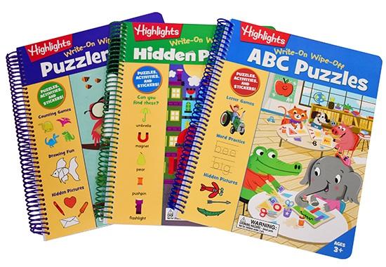 Highlights Write On Wipe Off 3 Book Activity Set (Puzzlemania/ABC Puzzles/Hidden Pictures)